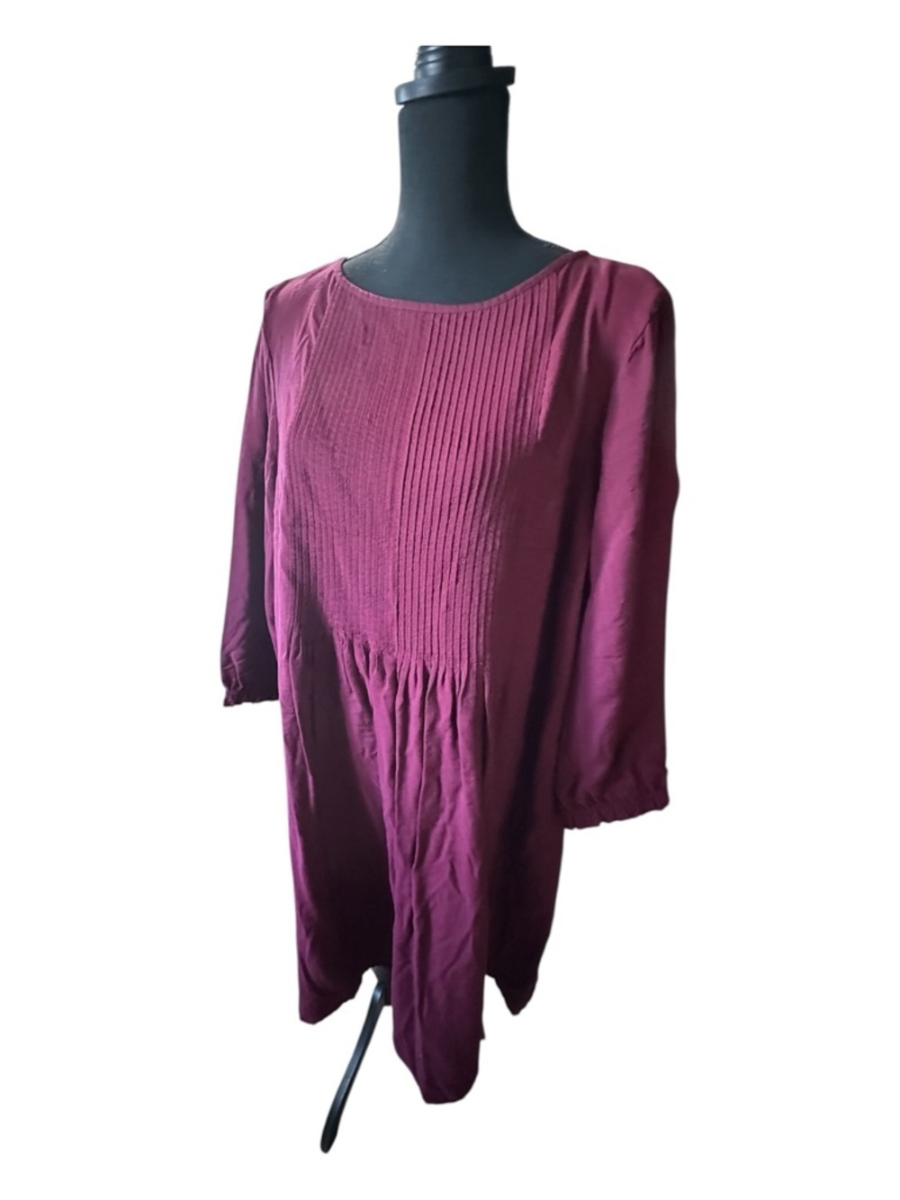 J. Jill Wine Long-Sleeve Pintuck Tunic